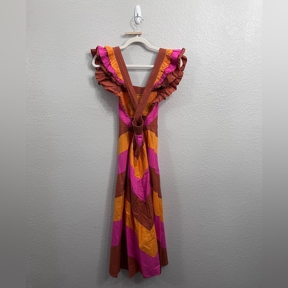 Anthropologie Love the Label Ruffled Colorblocked Midi Dress Size XS - Picture 7 of 14